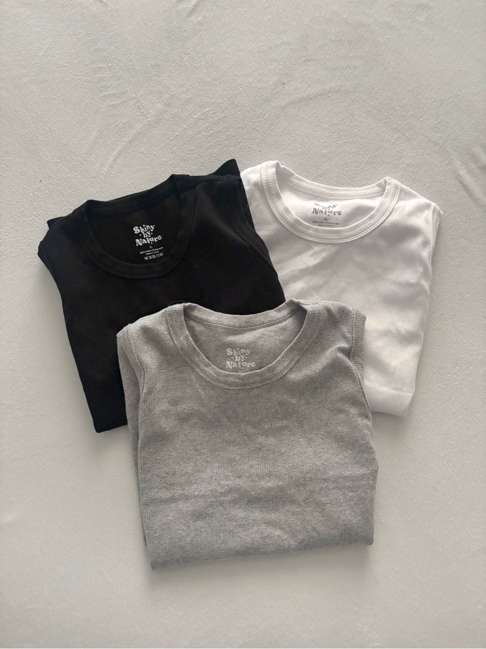 Shinny by Nature Women’s 3-Pack Tank Tops — Black, White & Gray